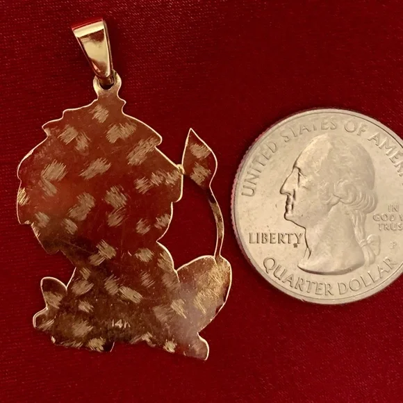 Lion Unisex pendant 14 karat gold. - Picture 3 of 4